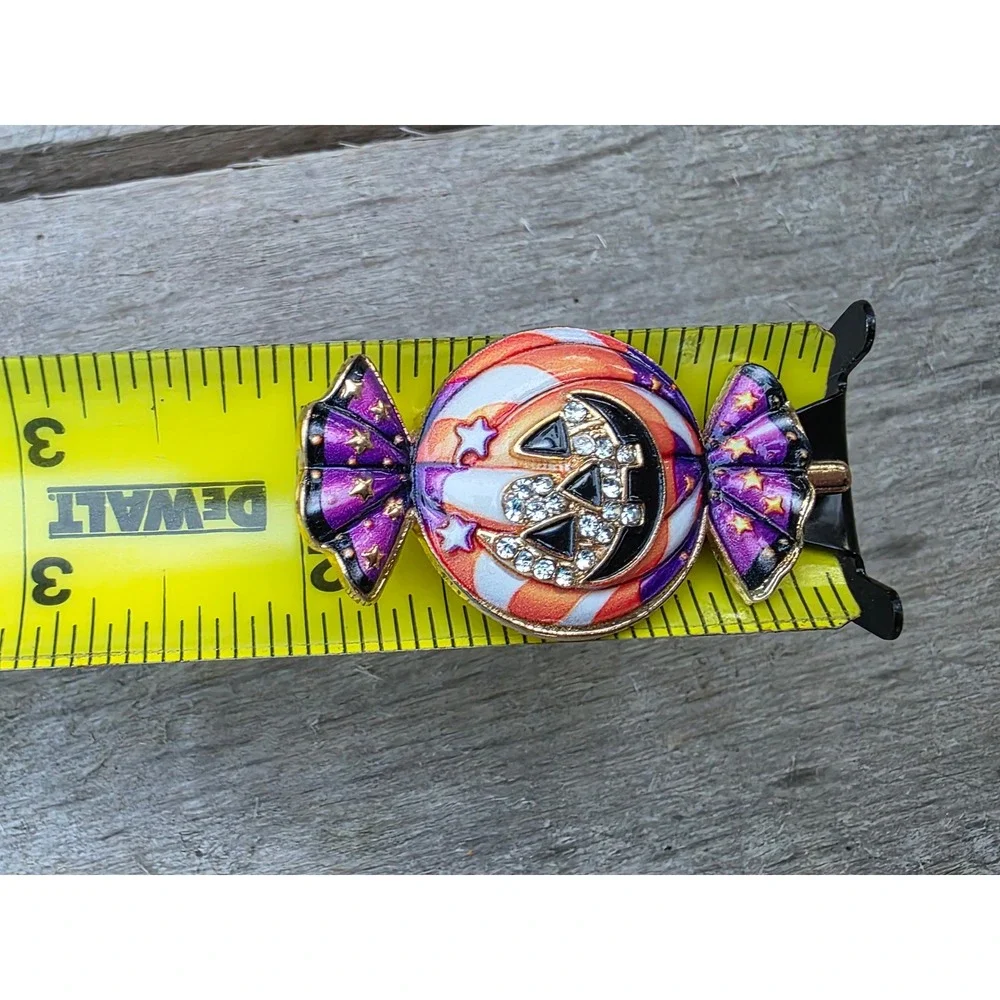 Halloween Jack-O-Lantern Candy Brooch Enamel Rhinestone Pumpkin Pendant Pin